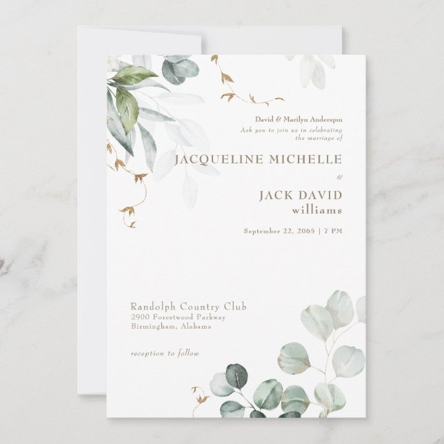 Invitation Mariage Parents de la Mariée Élégance Blanche   (Devant)