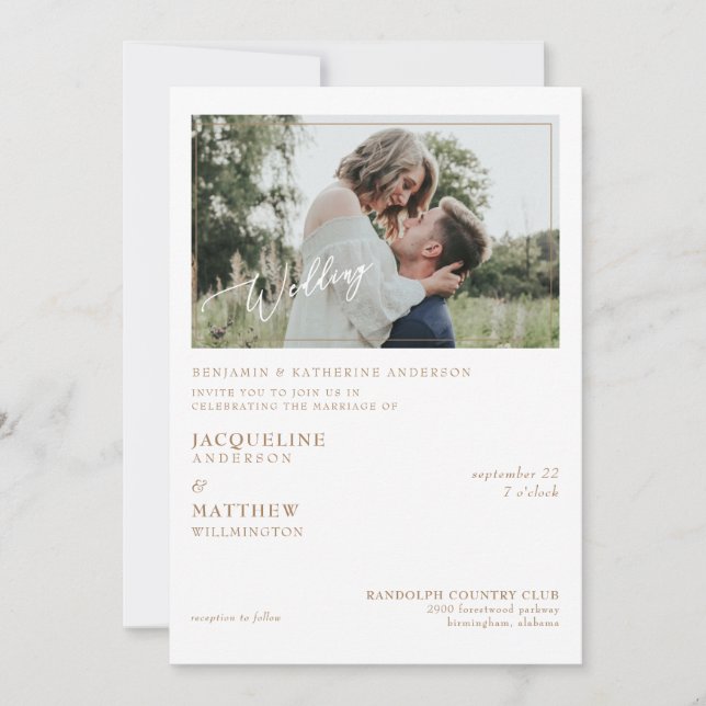 Invitation Mariage Parents Mariée Simple Moderne Photo (Devant)