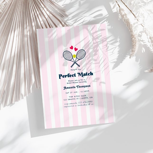 Invitation Mariage Parfait de Tennis pour une Future Mariée C (Preppy Perfect Match Tennis Bridal Shower Invitation)