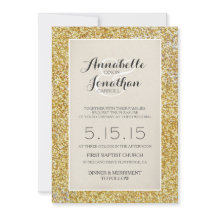 Invitation Mariage Parties scintillant d'or