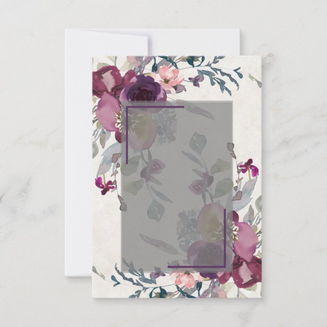 Invitation Mariage pas cher floral rose clair et burgundy  (Devant)