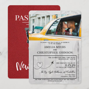 Invitation Mariage Passeport Rouge New York City