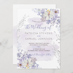 Invitation Mariage pastel bleu printemps aquarelle fleurit