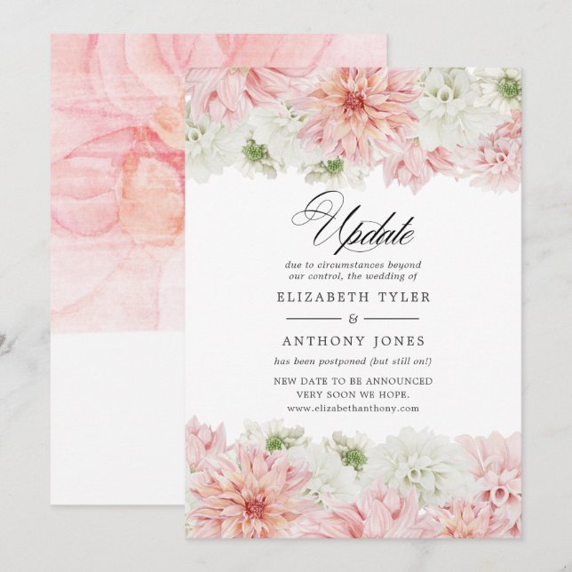 Invitation Mariage Pastel Blush Pink Dahlia (Devant / Derrière)