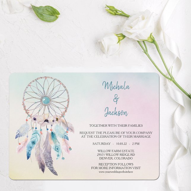 Invitation Mariage Pastel Colors Dreamcatcher (Créateur téléchargé)