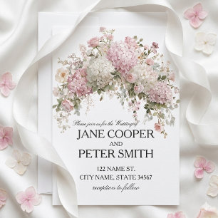 Invitation Mariage pastel hydrangeas et roses Budget