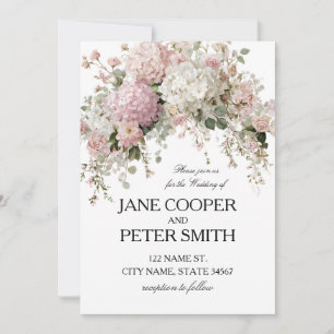 Invitation Mariage pastel hydrangeas et roses Budget 