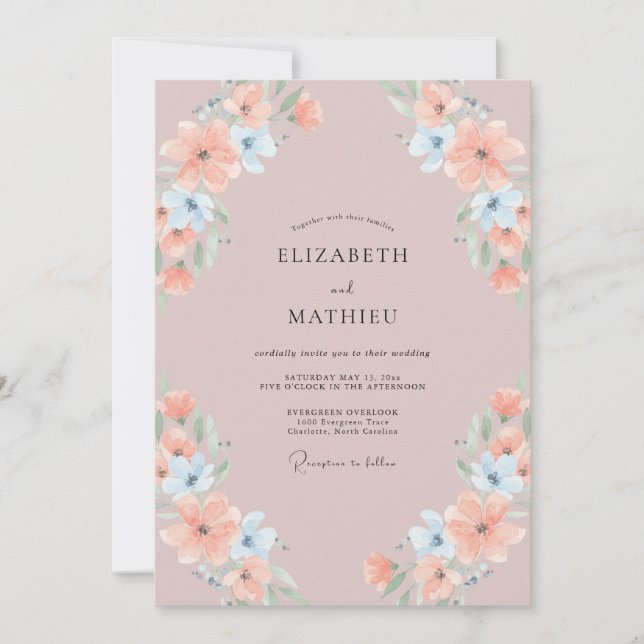 Invitation Mariage pastel mauve doux (Devant)
