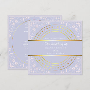 Invitation Mariage pastel violet et or