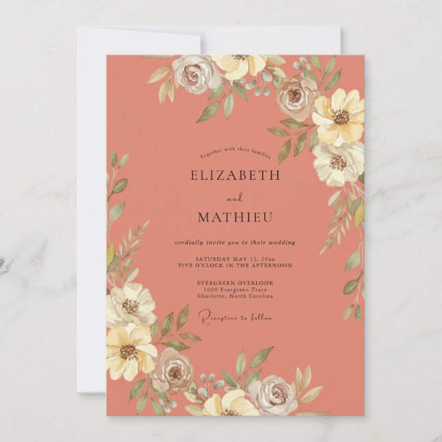 Invitation Mariage Pastoral d'Automne Rouille (Devant)