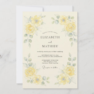 Invitation Mariage pastoral de printemps jaune doux