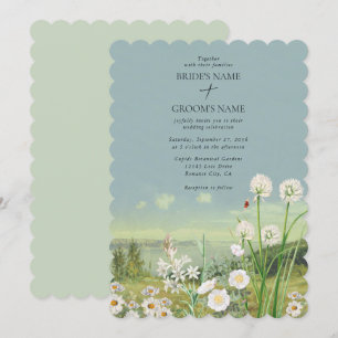Invitation Mariage Paysage de montagne Fleur sauvage aquarell