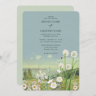 Invitation Mariage Paysage de montagne Fleur sauvage aquarell