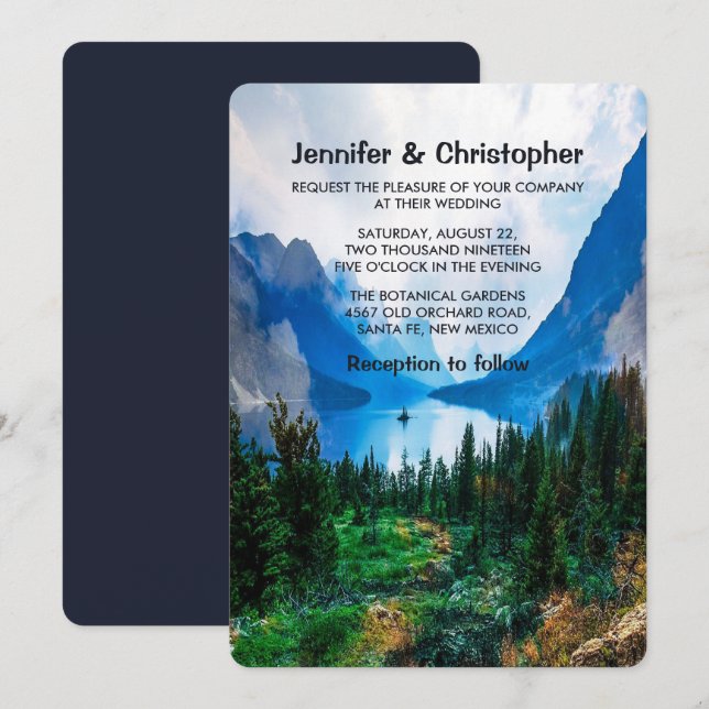 Invitation Mariage Paysage Montagneux Campagnard Rustique (Devant / Derrière)