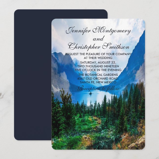 Invitation Mariage Paysage Montagneux Campagnard Rustique (Devant / Derrière)