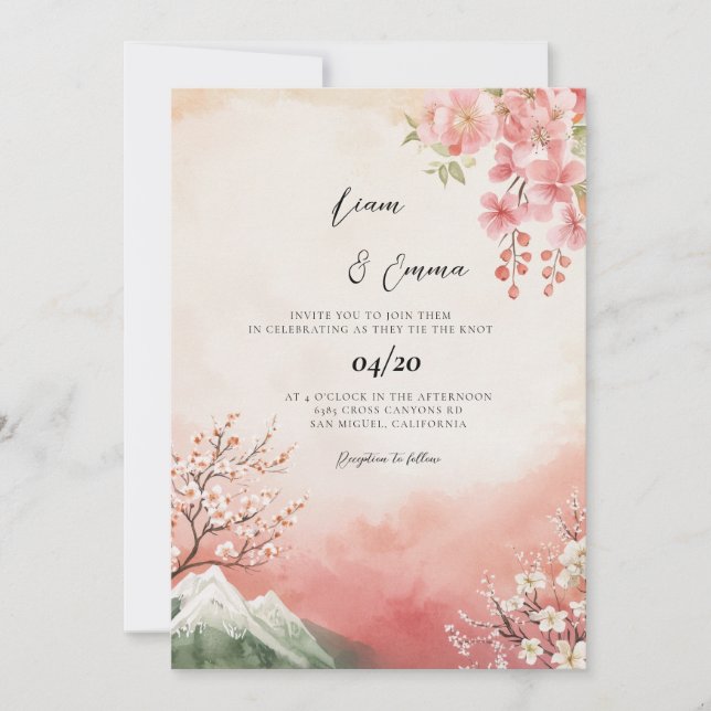 Invitation Mariage Paysage Traditionnel Japonais (Devant)