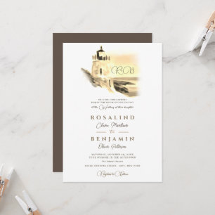 Invitation Mariage paysager Chic Gold Watercolor
