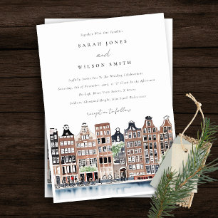 Invitation Mariage paysager du canal néerlandais d'Amsterdam