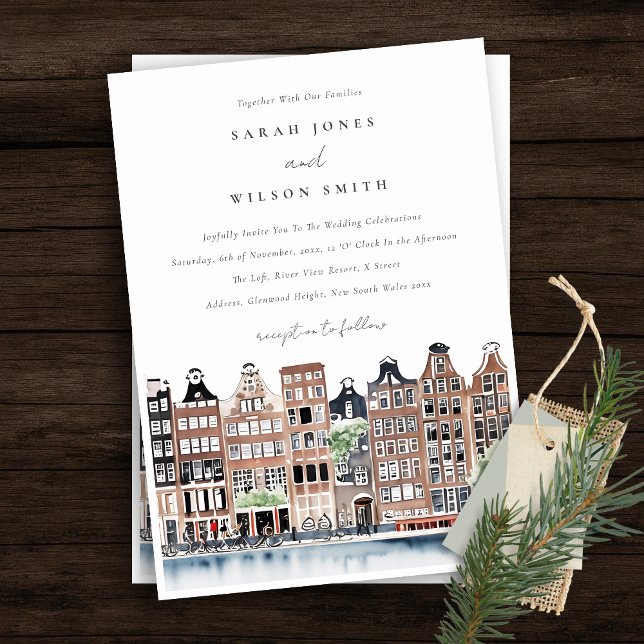 Invitation Mariage paysager du canal néerlandais d'Amsterdam (Créateur téléchargé)
