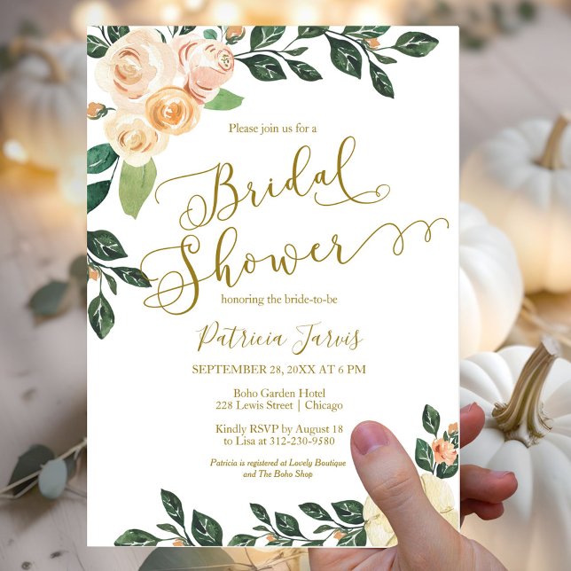 Invitation Mariage Peach Floral Citrouille Automne (Créateur téléchargé)