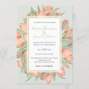 Invitation Mariage Peacht rose et pinte de printemps Tulips