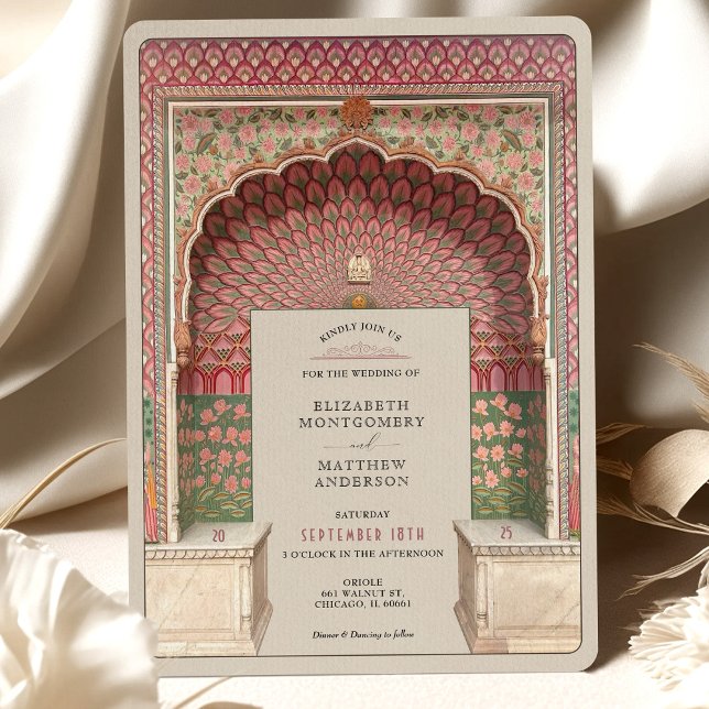 Invitation Mariage Peacock Arch Motif de luxe inspiré par l'I (Créateur téléchargé)