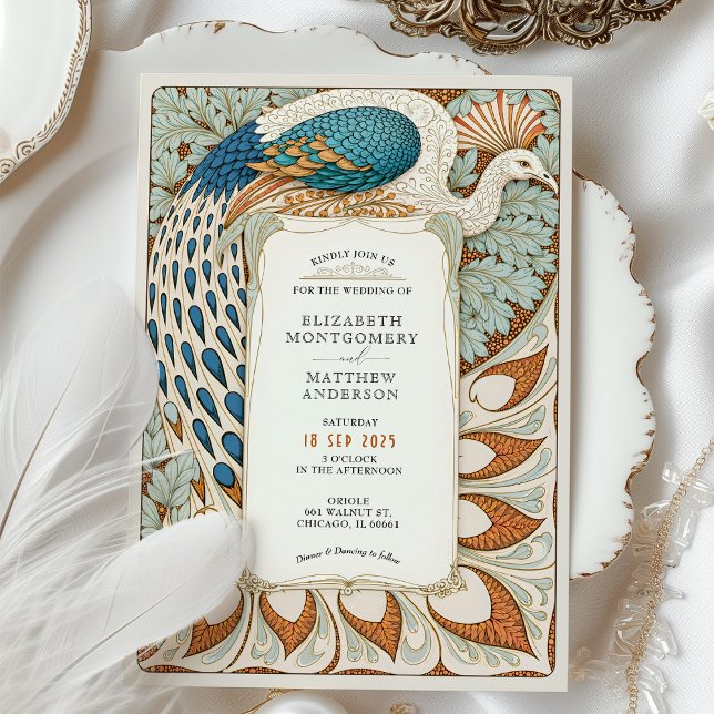 Invitation Mariage Peacock Art Nouveau (Créateur téléchargé)