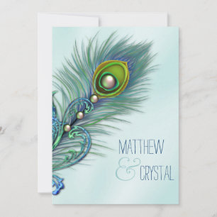 Invitation Mariage Peacock bleu pourpre et Turquoise