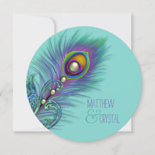 Invitation Mariage Peacock bleu pourpre et Turquoise