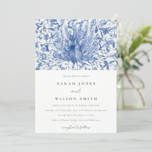 Invitation Mariage Peacock couleur orange bleu encre
