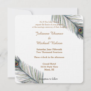 Invitation Mariage Peacock Feathers