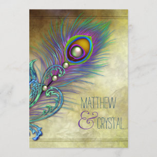 Invitation Mariage Peacock vintage