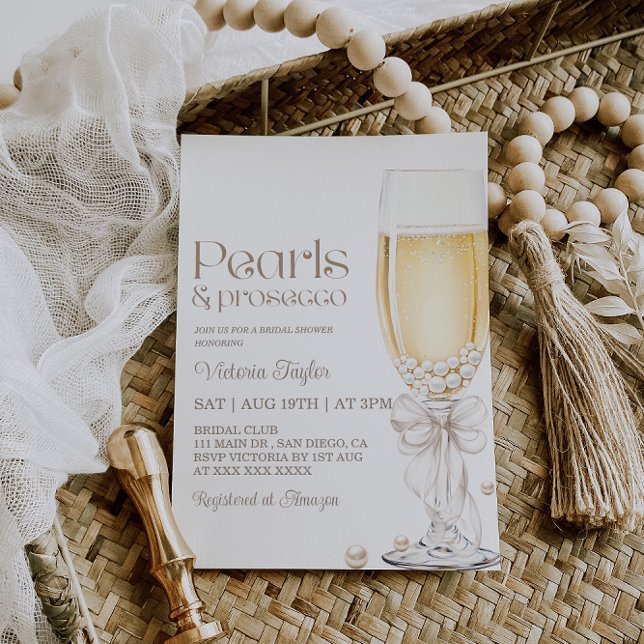 Invitation Mariage Pearl et Prosecco avec Ruban (Créateur téléchargé)