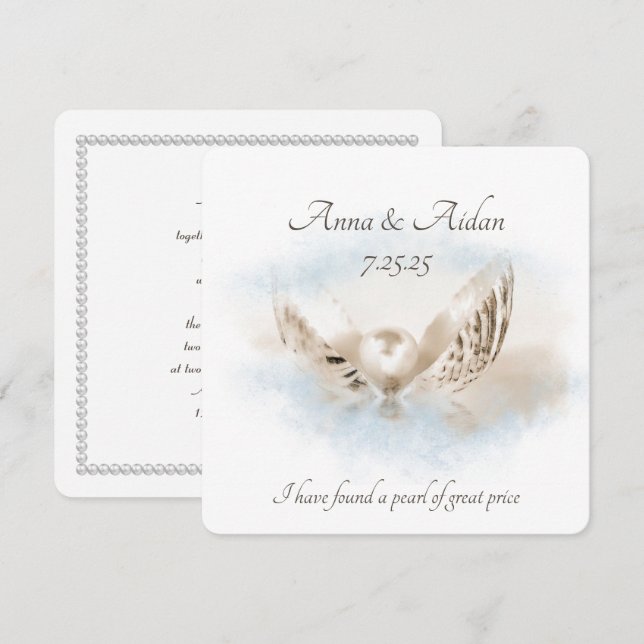Invitation Mariage Pearl In Seashell (Devant / Derrière)