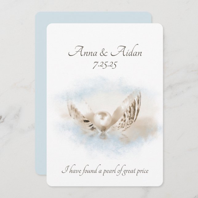 Invitation Mariage Pearl In Seashell (Devant / Derrière)