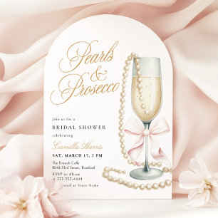 Invitation Mariage Pearl & Prosecco Rose Ruban