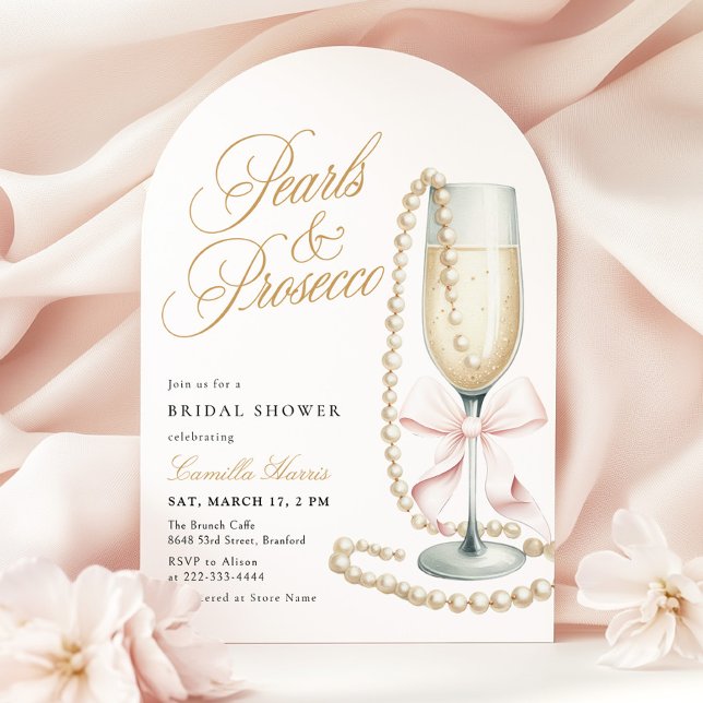 Invitation Mariage Pearl & Prosecco Rose Ruban (Créateur téléchargé)