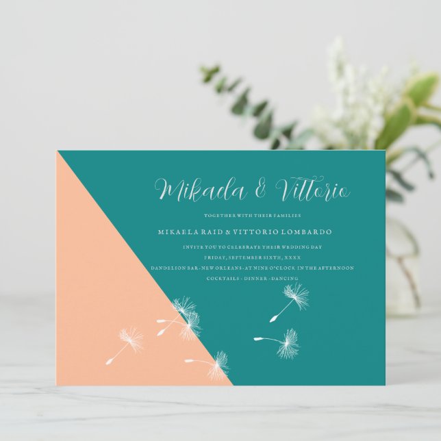 Invitation Mariage pêche et sarcelle (Debout devant)