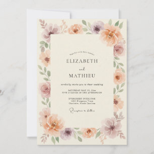 Invitation Mariage Pêche Mauve Pâle Pivoine