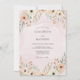 Invitation Mariage peint à la Champagne Blush