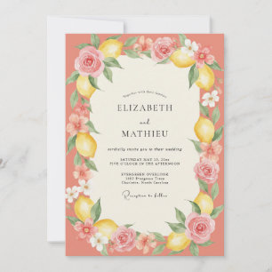 Invitation Mariage peint à la Corail Douce Citron