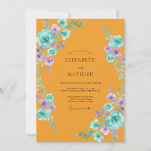 Invitation Mariage Peint à la Lavande Poussiéreuse Ambre