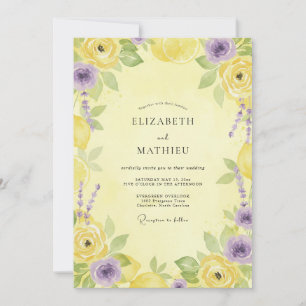 Invitation Mariage peint à la lavande primevère