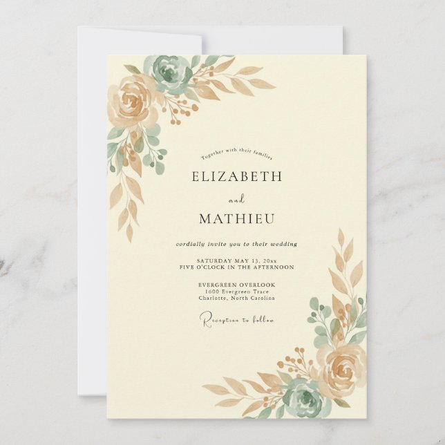 Invitation Mariage peint à la mousse de champagne (Devant)