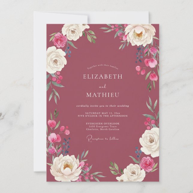 Invitation Mariage Peint à la Mûre (Devant)