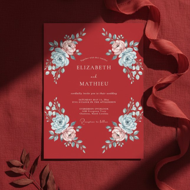Invitation Mariage peint à la teinte carmin (Créateur téléchargé)
