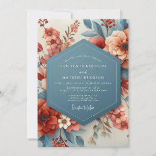 Invitation Mariage Peint à la Terre Cuite et à l'Ardoise