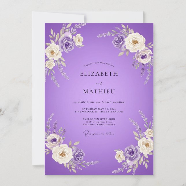 Invitation Mariage Peint à l'Améthyste (Devant)