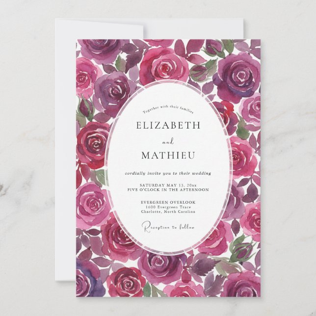 Invitation Mariage peint à l'améthyste de Bourgogne (Devant)