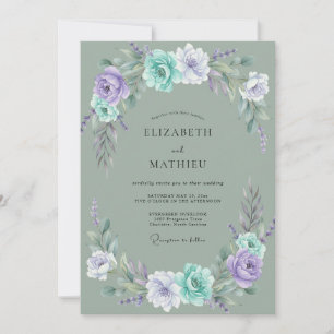 Invitation Mariage peint à l'aquarelle améthyste